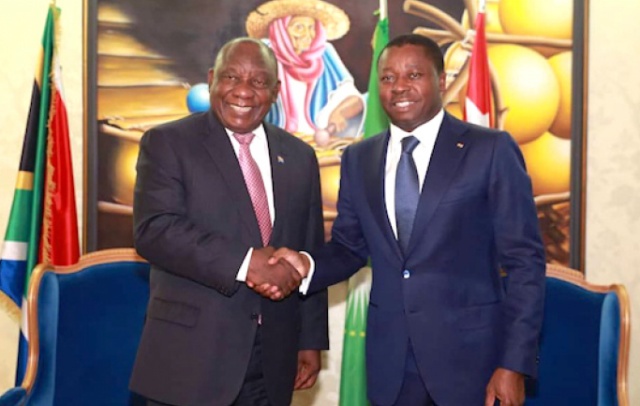 Pr Sidentielle Ali Bongo Et Cyril Ramaphosa F Licitent Faure